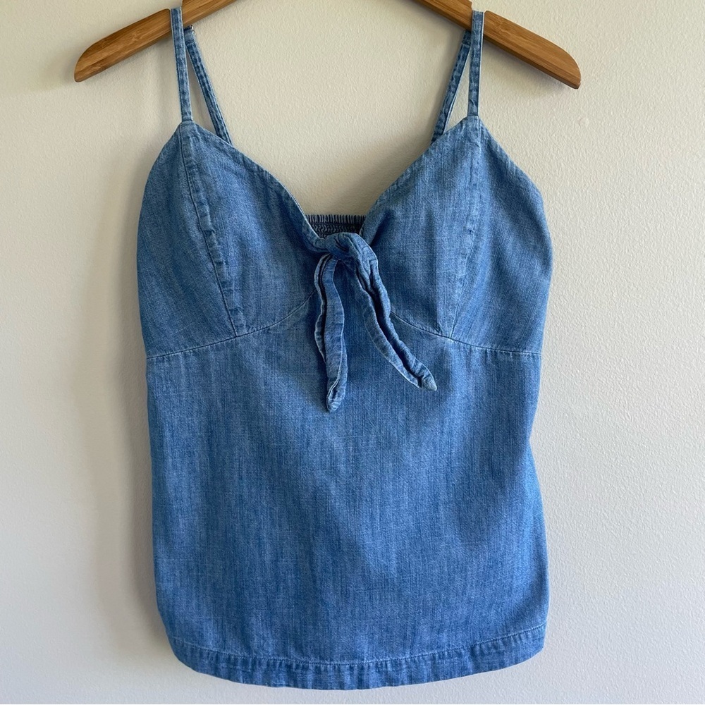 Old Navy Women's Chambray Tie-Front Top Size Small